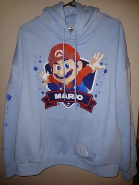Mario Light Blue Kids Hoodie Sweatshirt